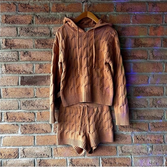 Sold ANTHROPOLOGIE/ tan câble KNIT SET XS - Picture 1 of 4